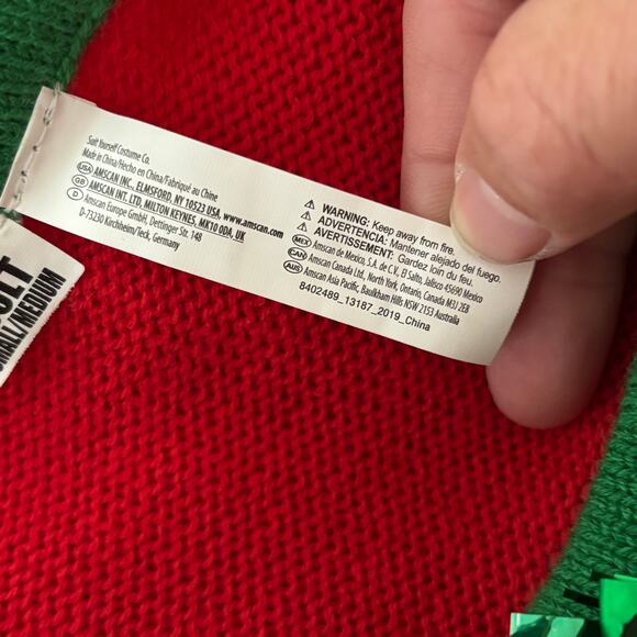 Ugly Sweater Jingle Bell Christmas Wreath Sweater Red Green Size Small/Medium - Picture 11 of 13